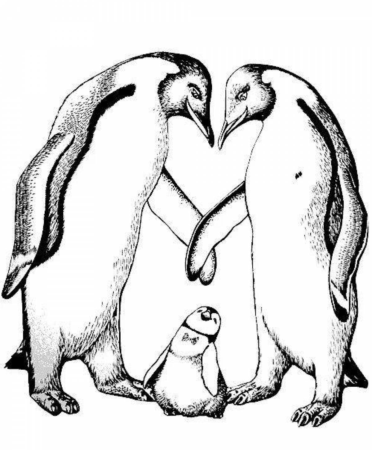 Adorable emperor penguin coloring page