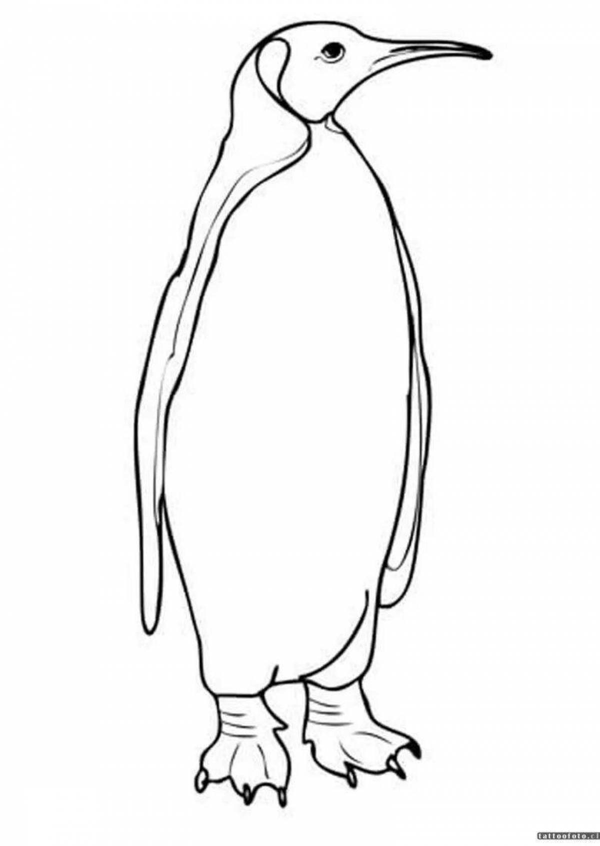 Surreal emperor penguin coloring page