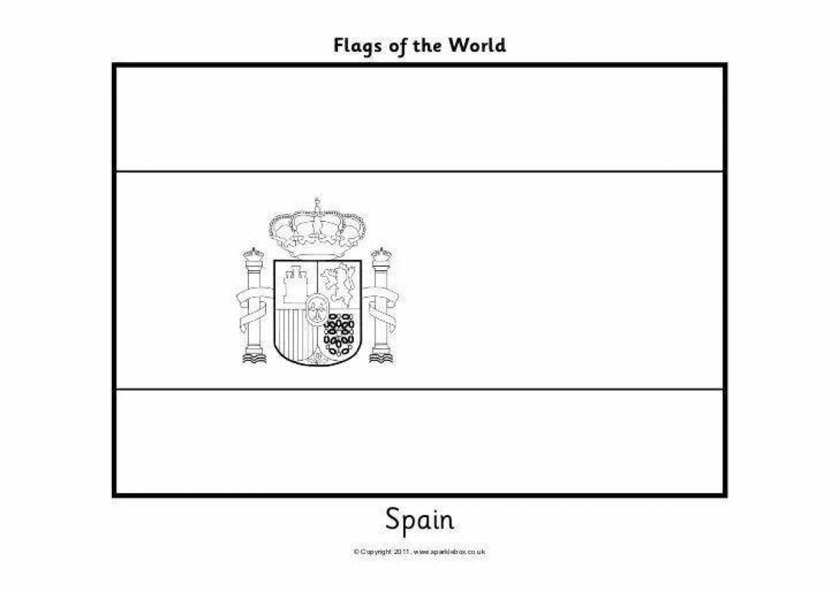 Цветная страница раскраски с флагом испании