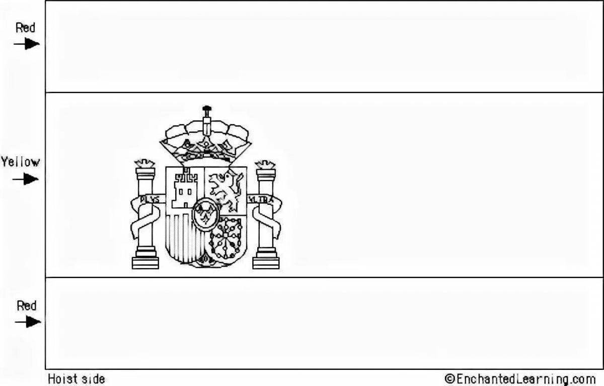 Привлекательная страница раскраски флага испании