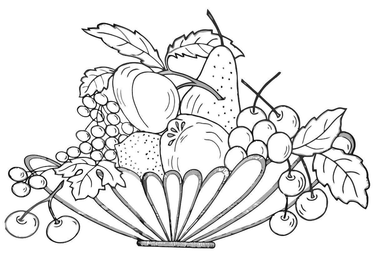 Delicious fruit plate coloring book