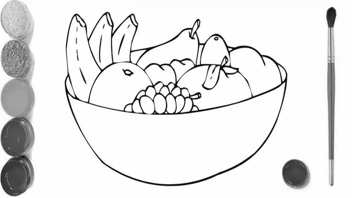 Refreshing fruit plate coloring page