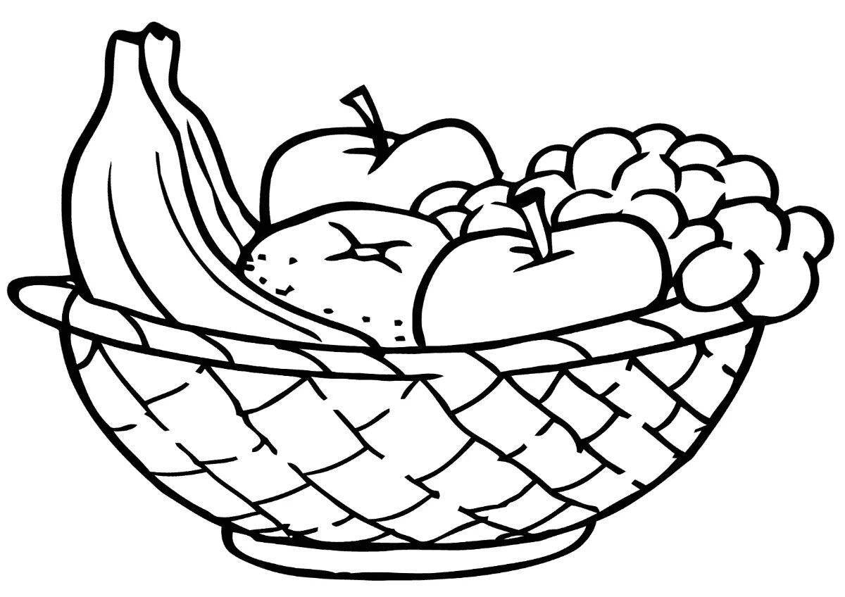 Приглашающая фруктовая тарелка раскраска