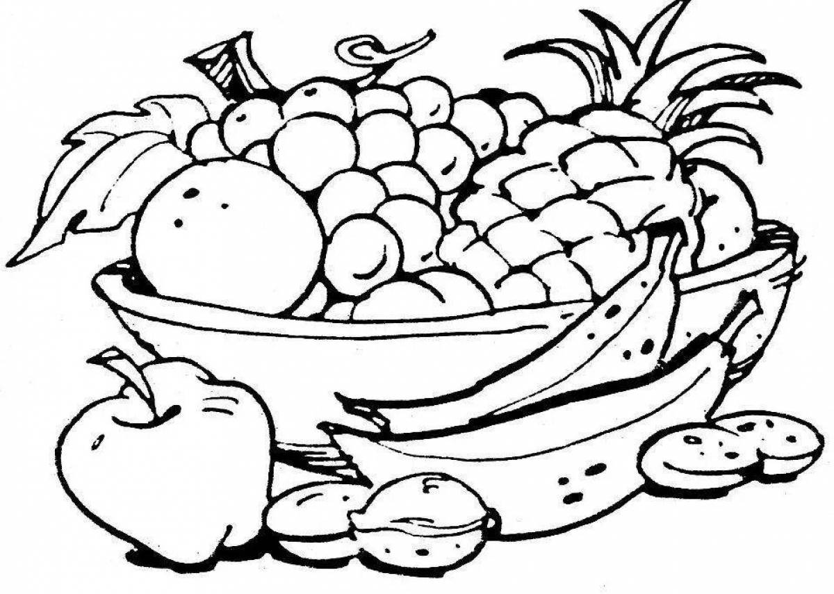 Coloring book shining fruit plate