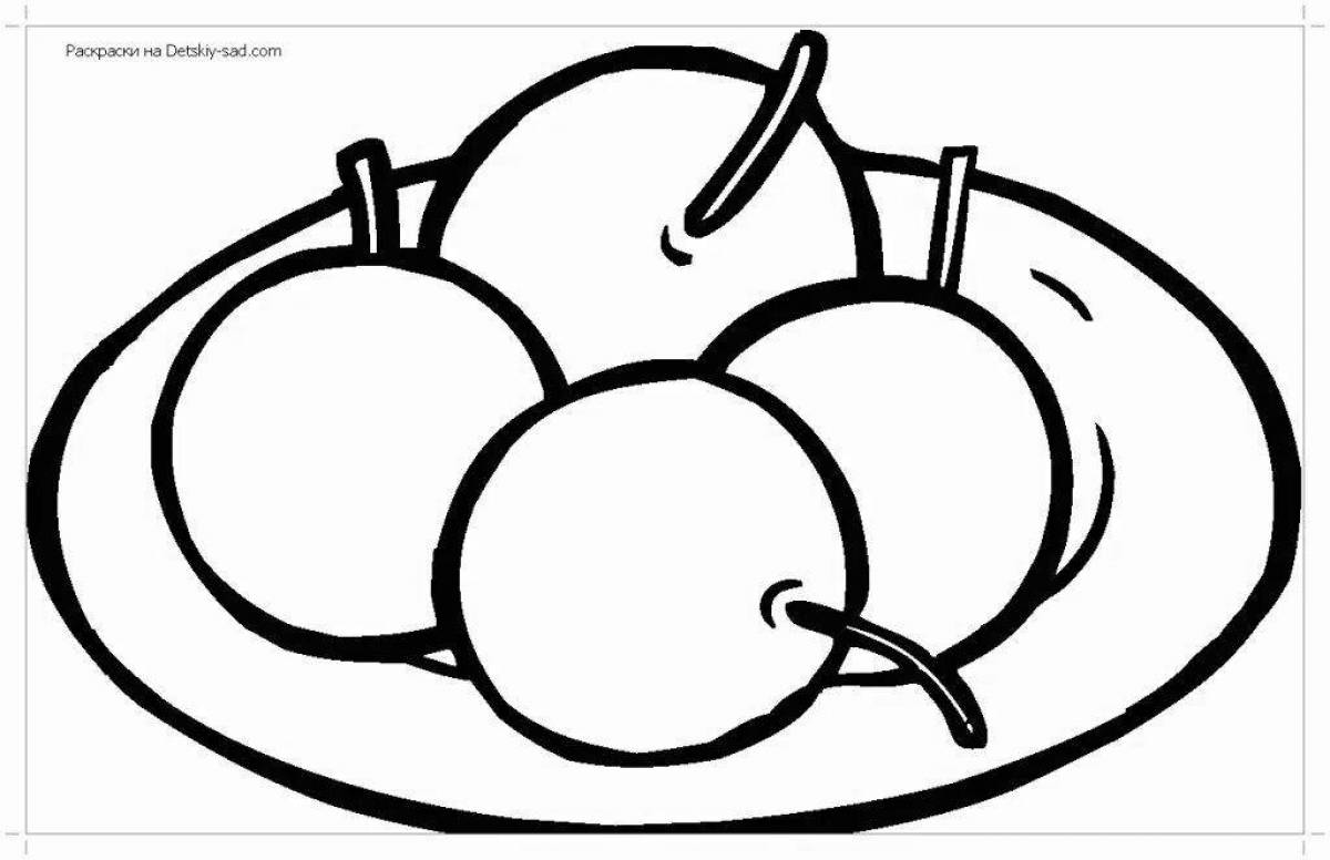 Attractive fruit plate coloring page