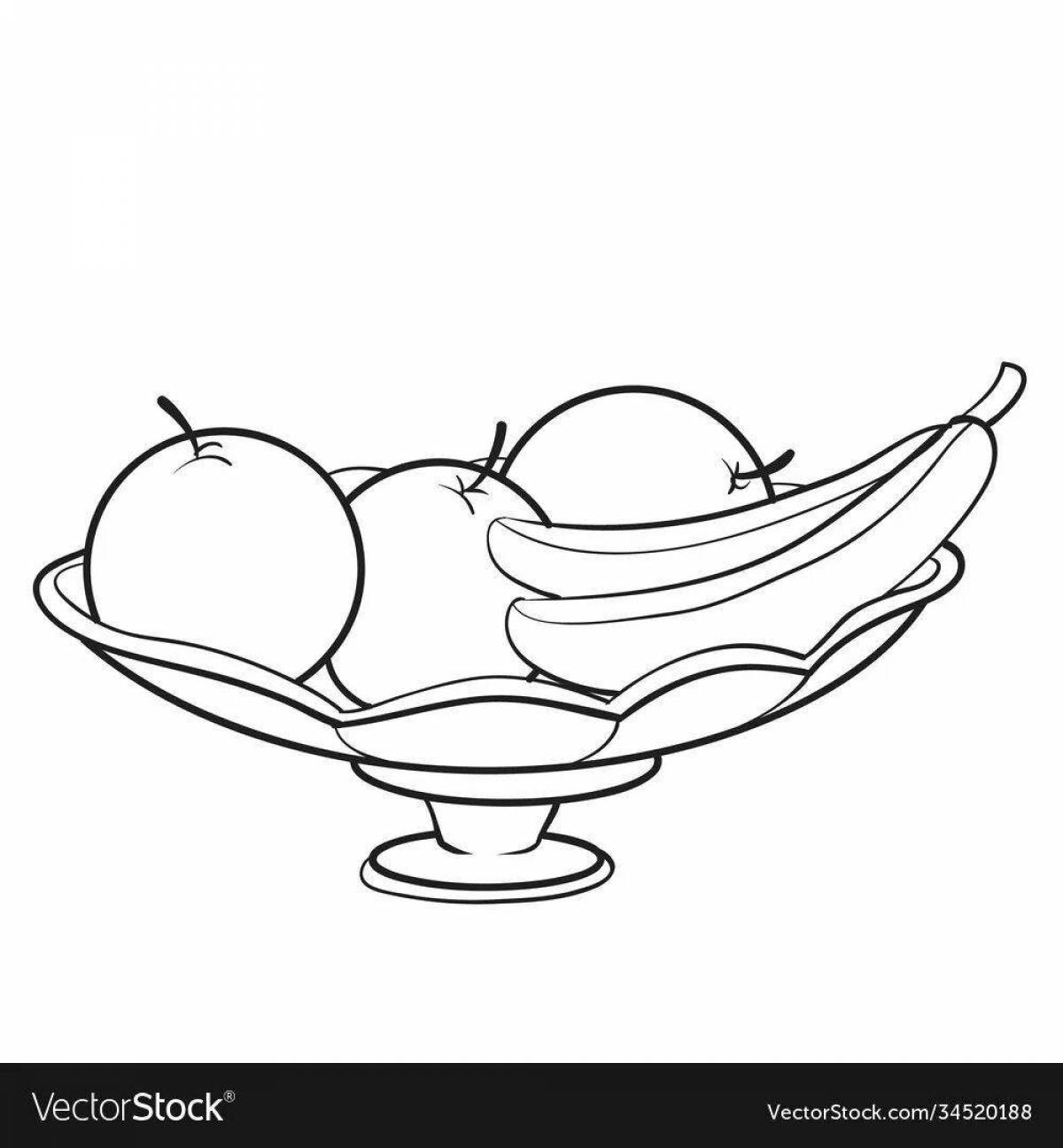 Coloring book inviting fruit plate