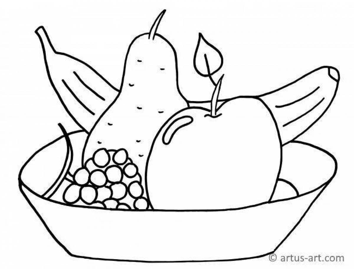 Fancy fruit plate coloring page