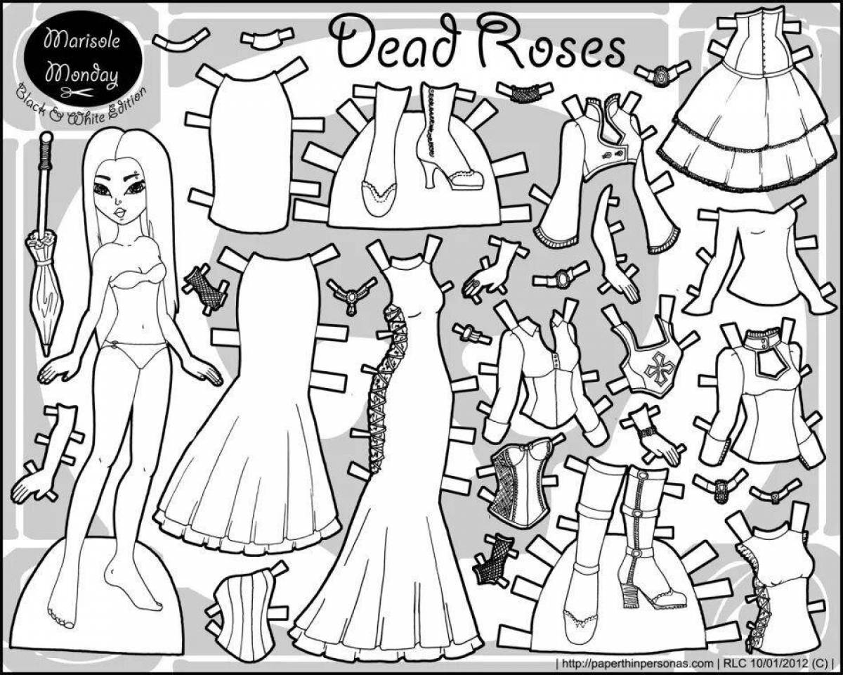 Creative coloring book for girls dress up