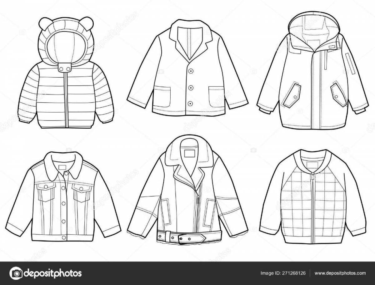 Уникальная страница раскраски куртки для детей
