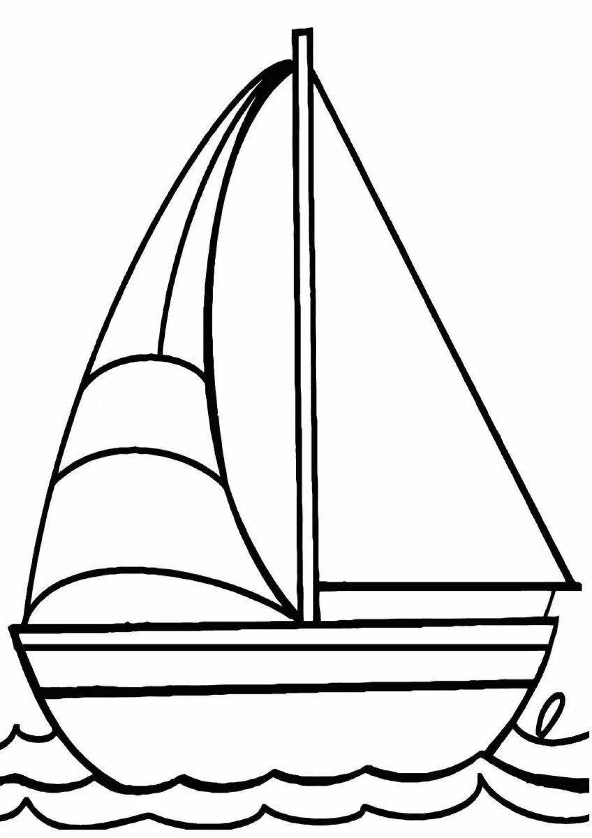 Coloring page happy sailboat for kids