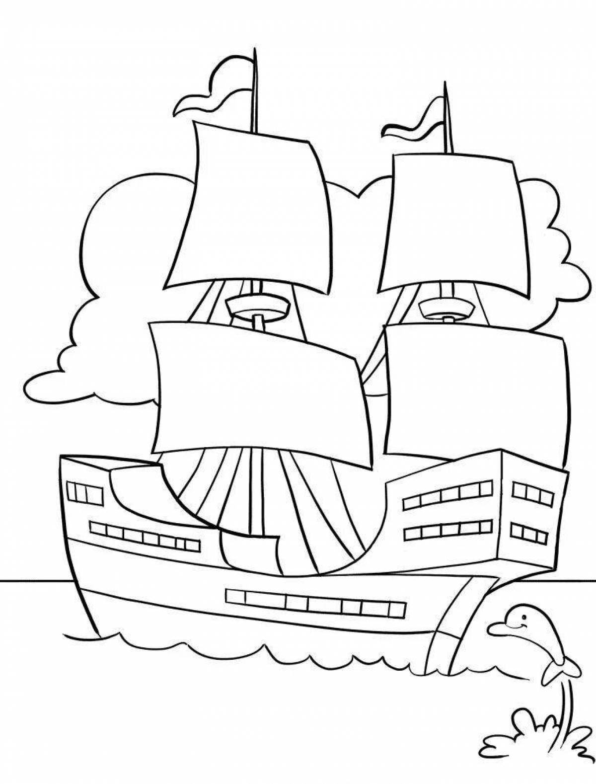 Rough sailboat coloring page for kids