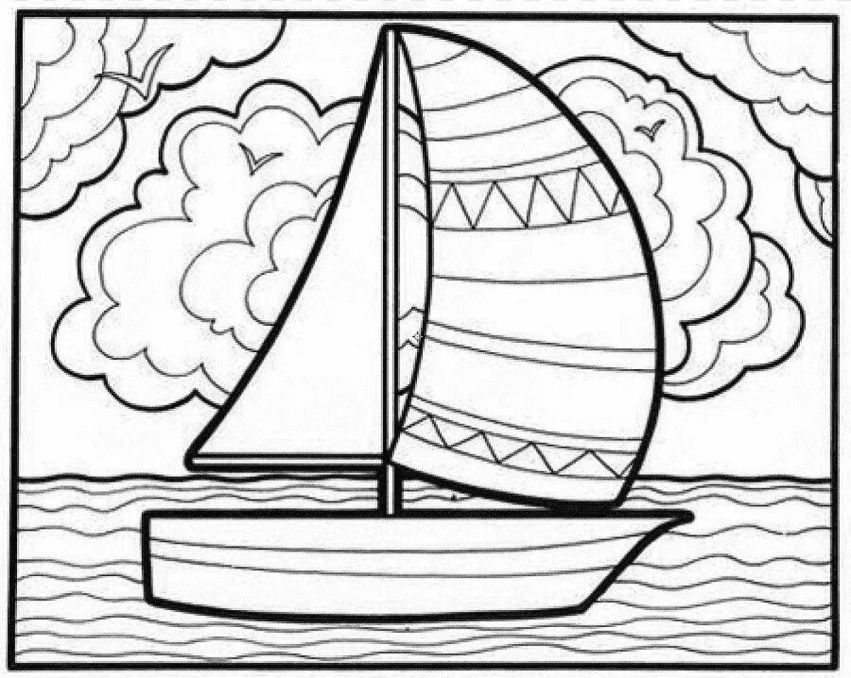Blissful sailboat coloring page for beginners