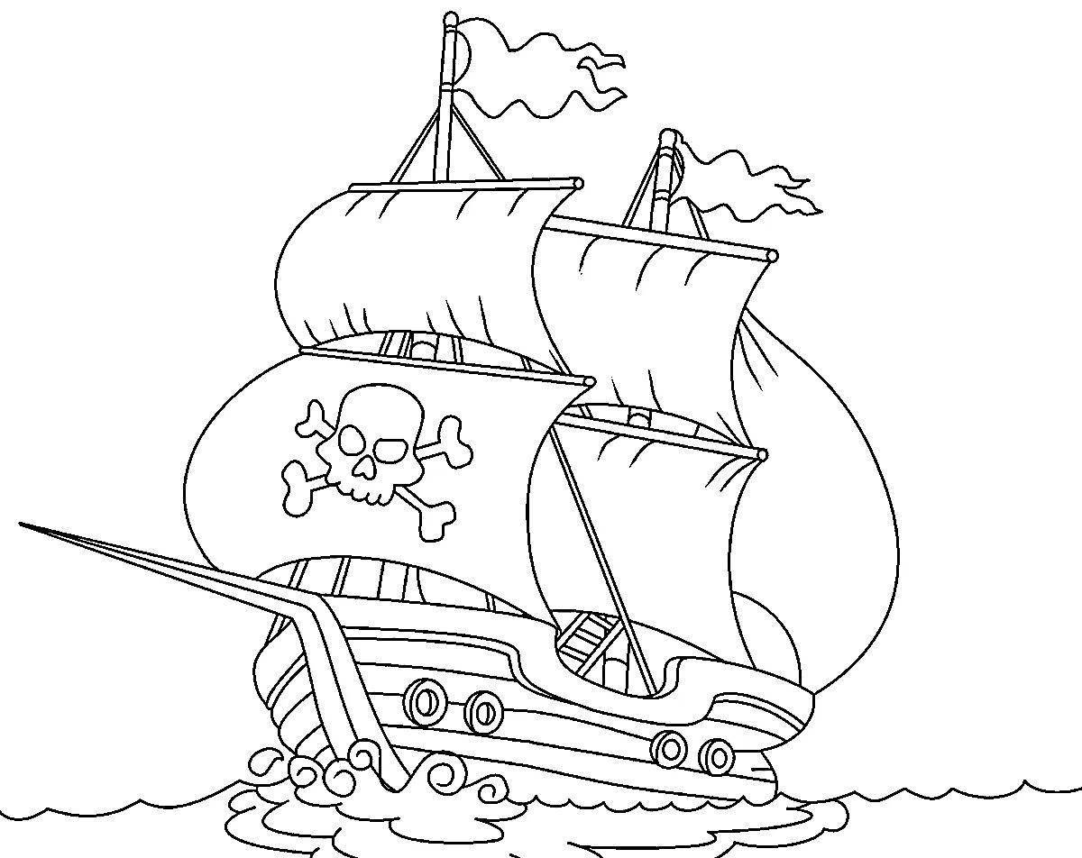 Coloring book big sailboat for schoolchildren