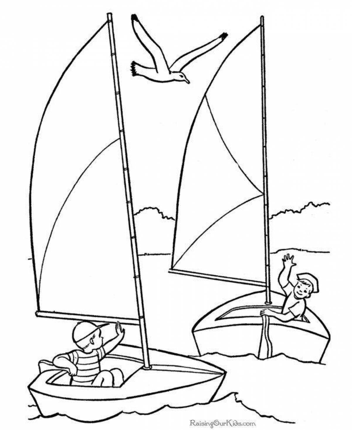Sailboat live coloring for kids