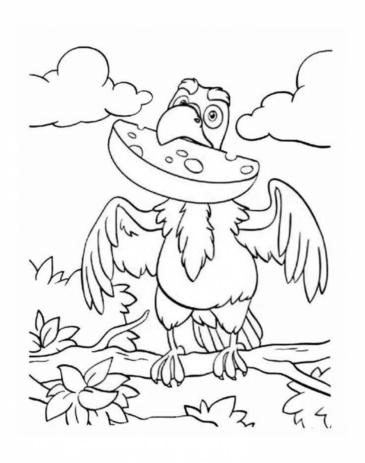 Fancy crow and fox coloring book