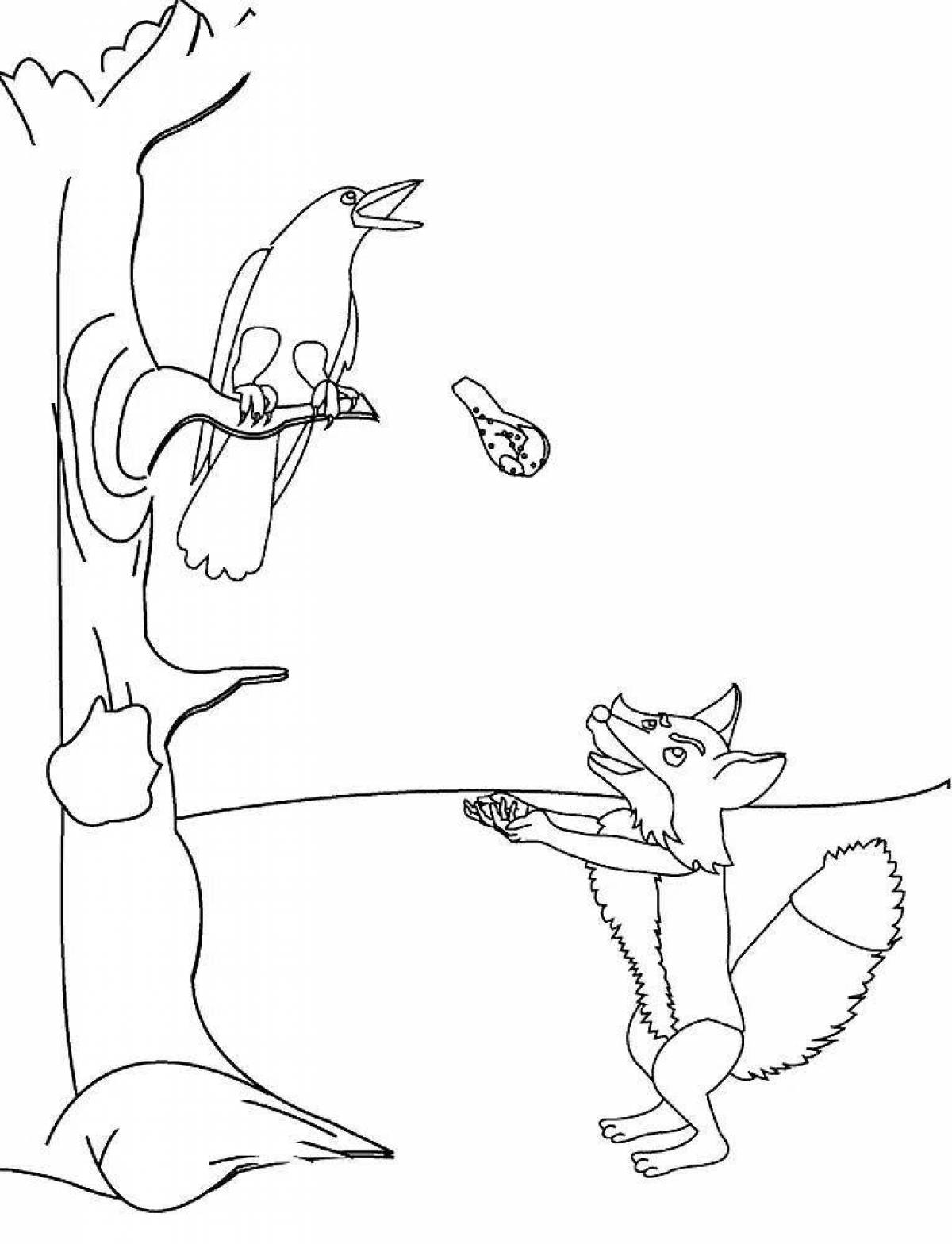 Рисунок по басне Крылова ворона и лисица
