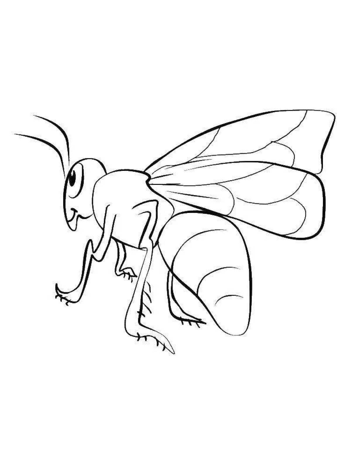 Красочная страница раскраски осы для детей