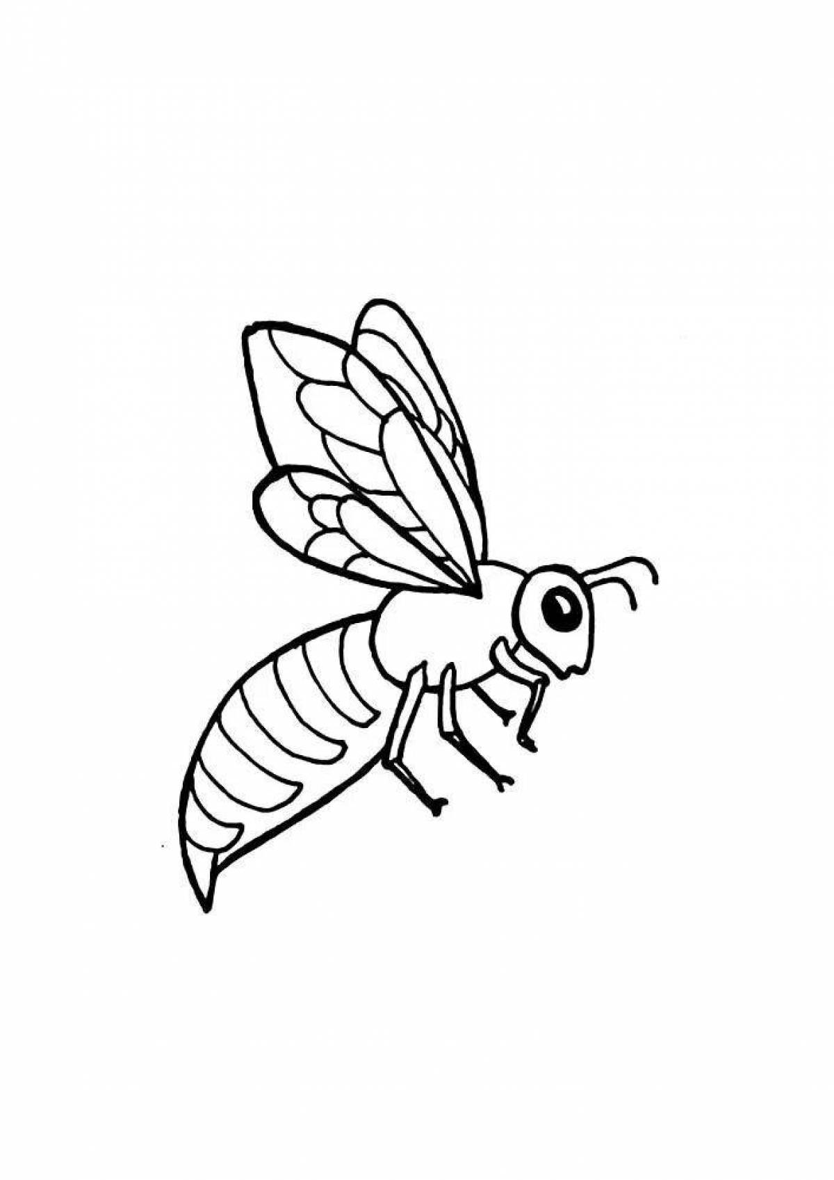 Impressive wasp coloring page for kids