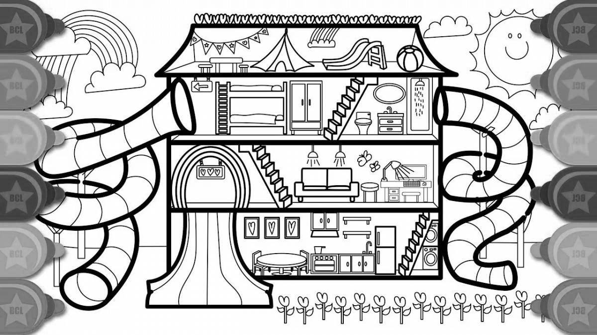 Colorific coloring page doll lol house