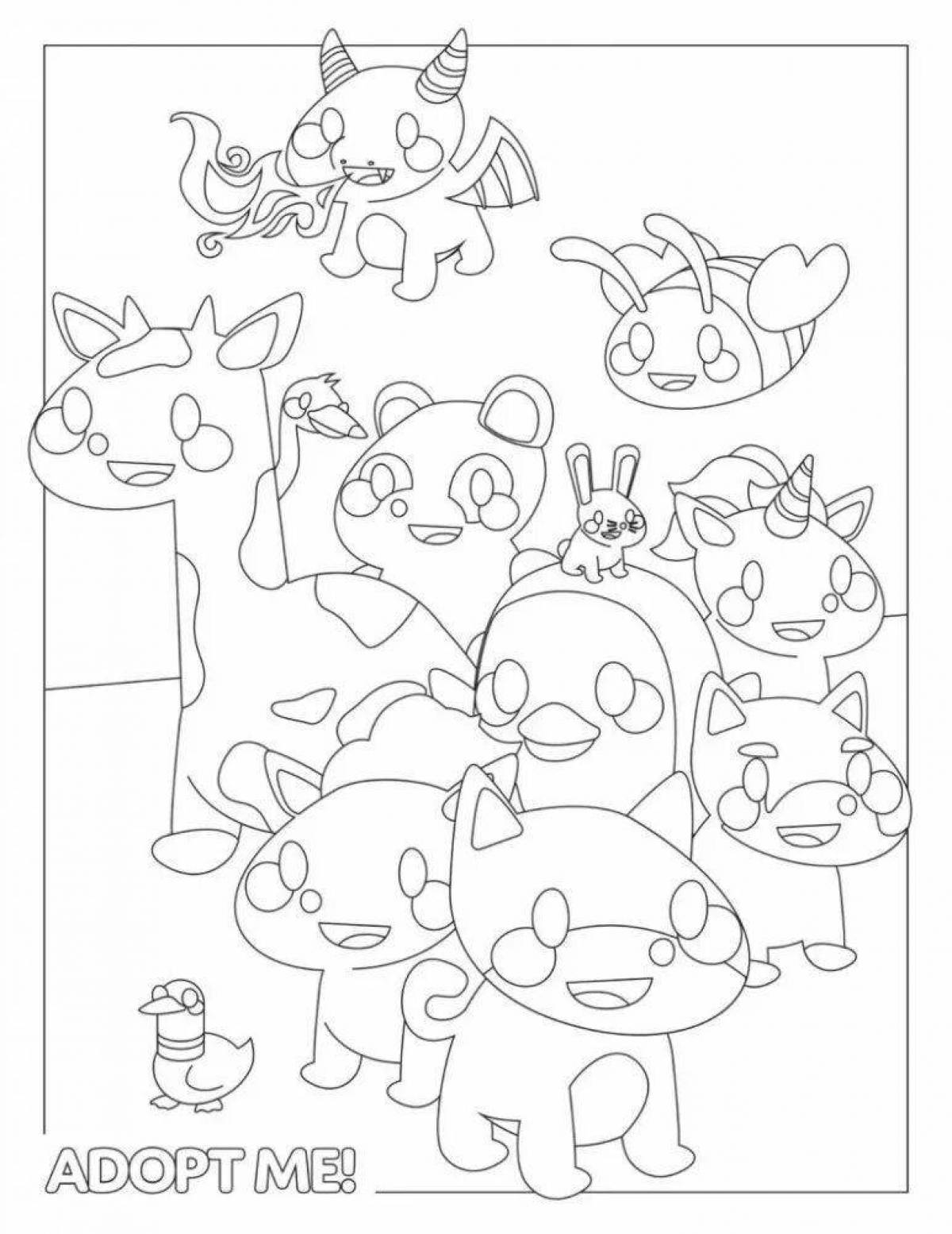 Playable pet coloring page from adopt me