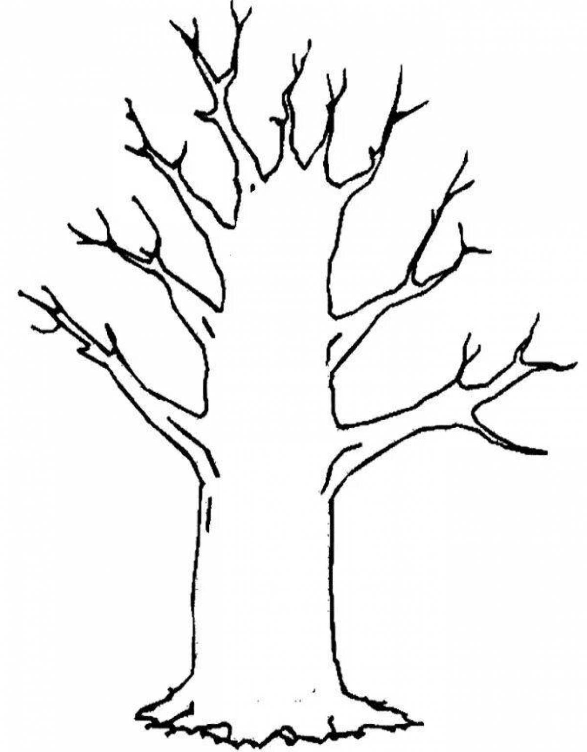 Colorful tree trunk coloring page for kids