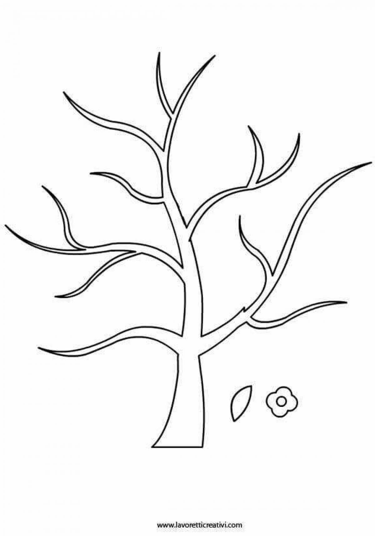 Joyful tree trunk coloring page for kids