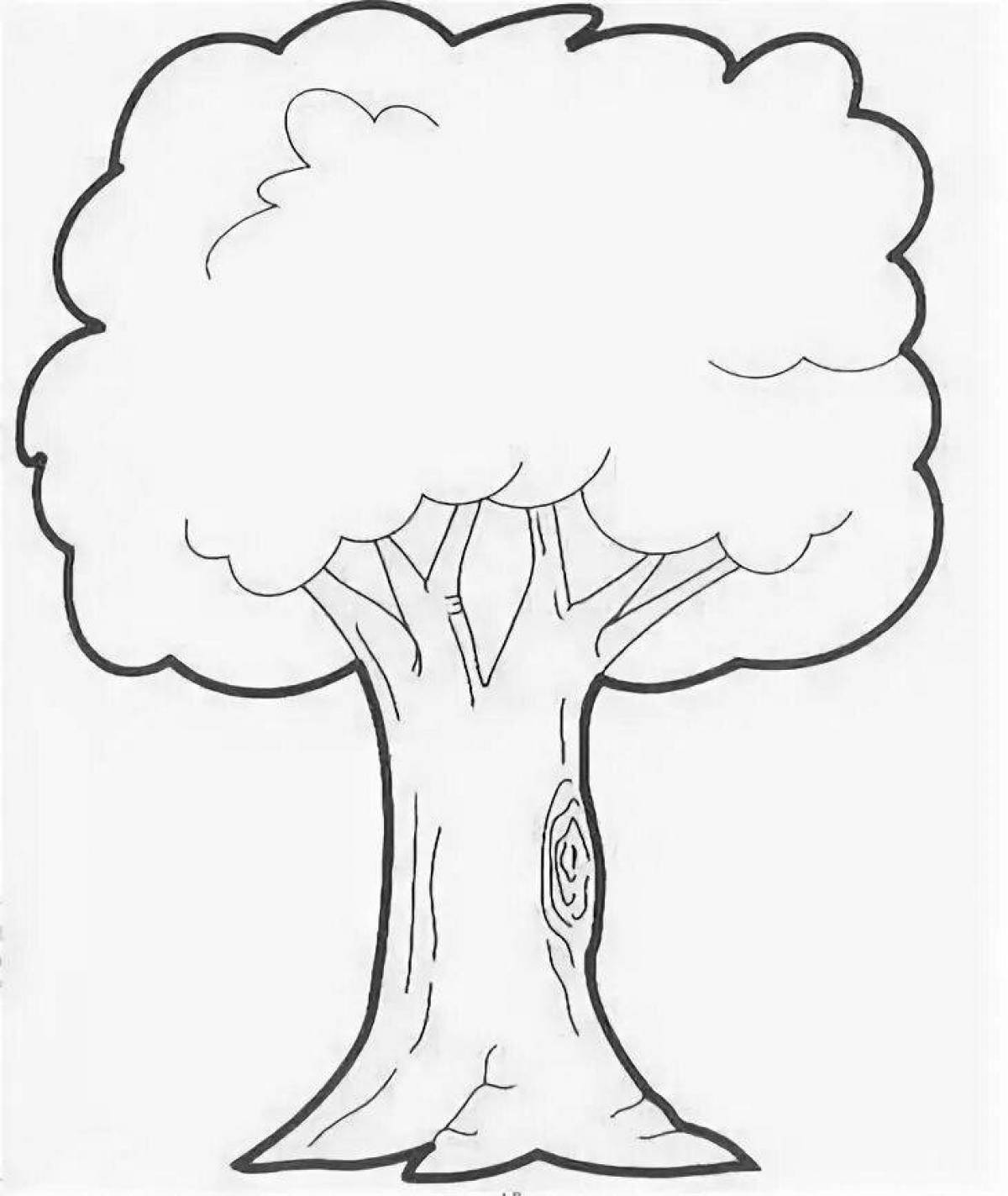 Colored tree trunk coloring page for kids