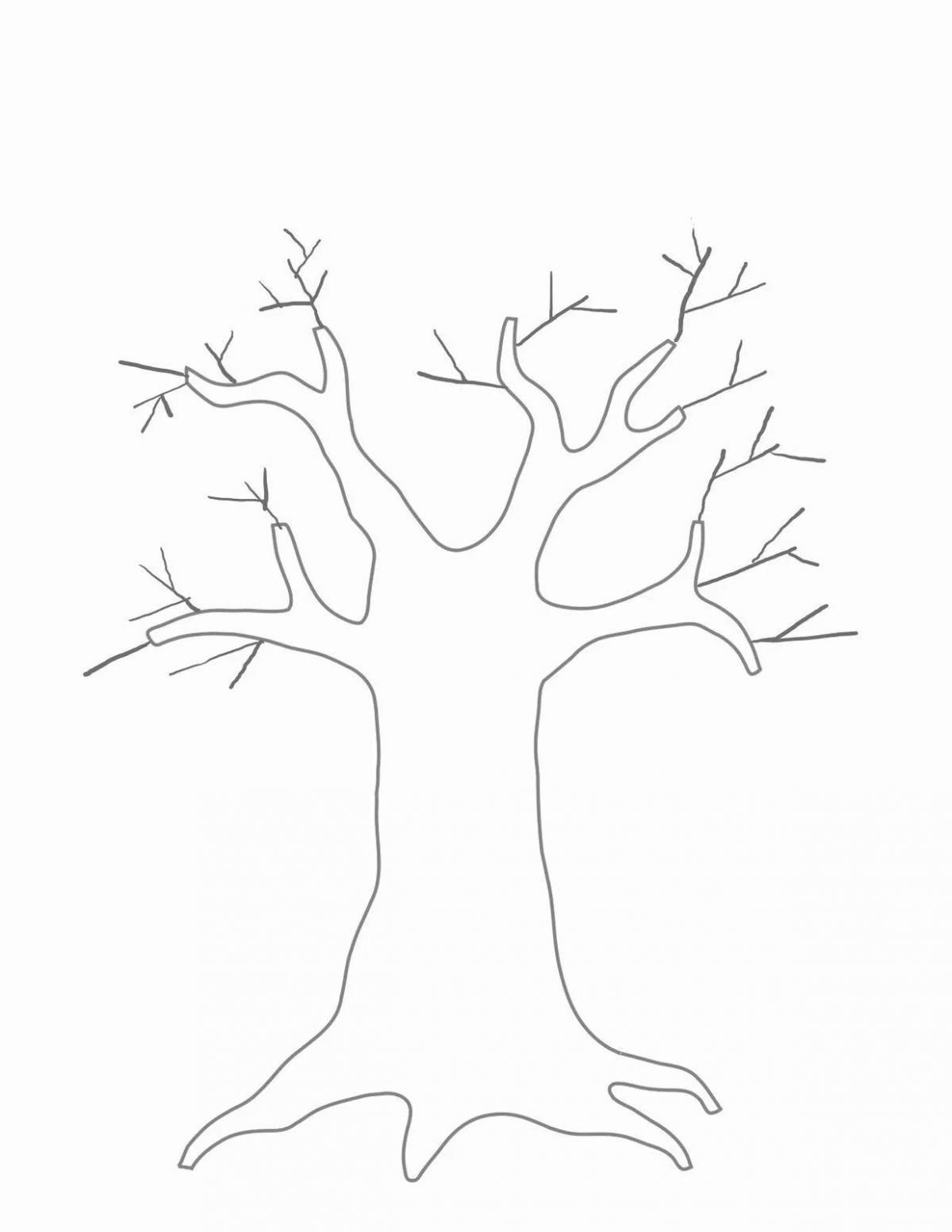 Colorful bright tree trunk coloring page for kids