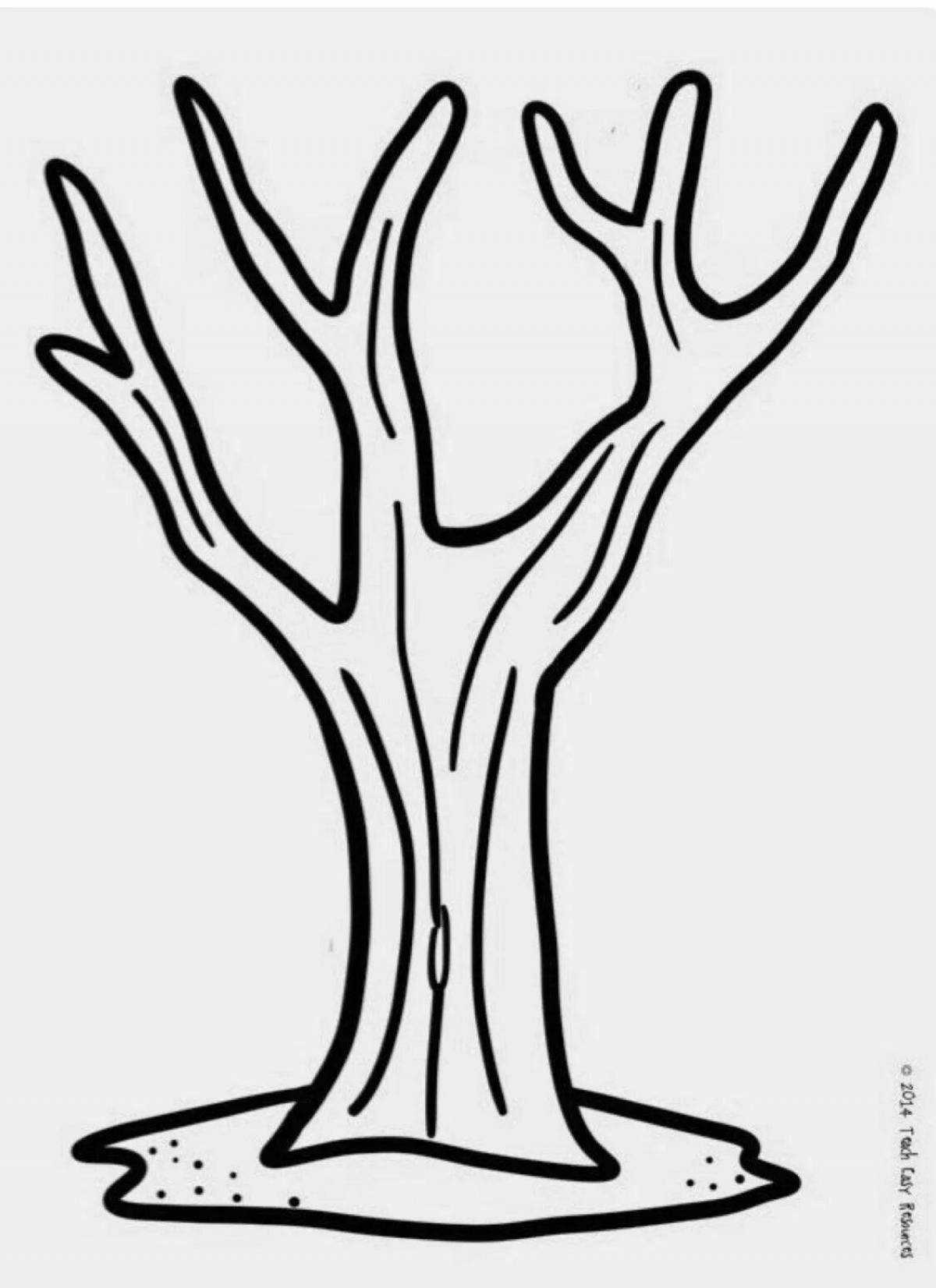 Colorful impressive tree trunk coloring page for kids