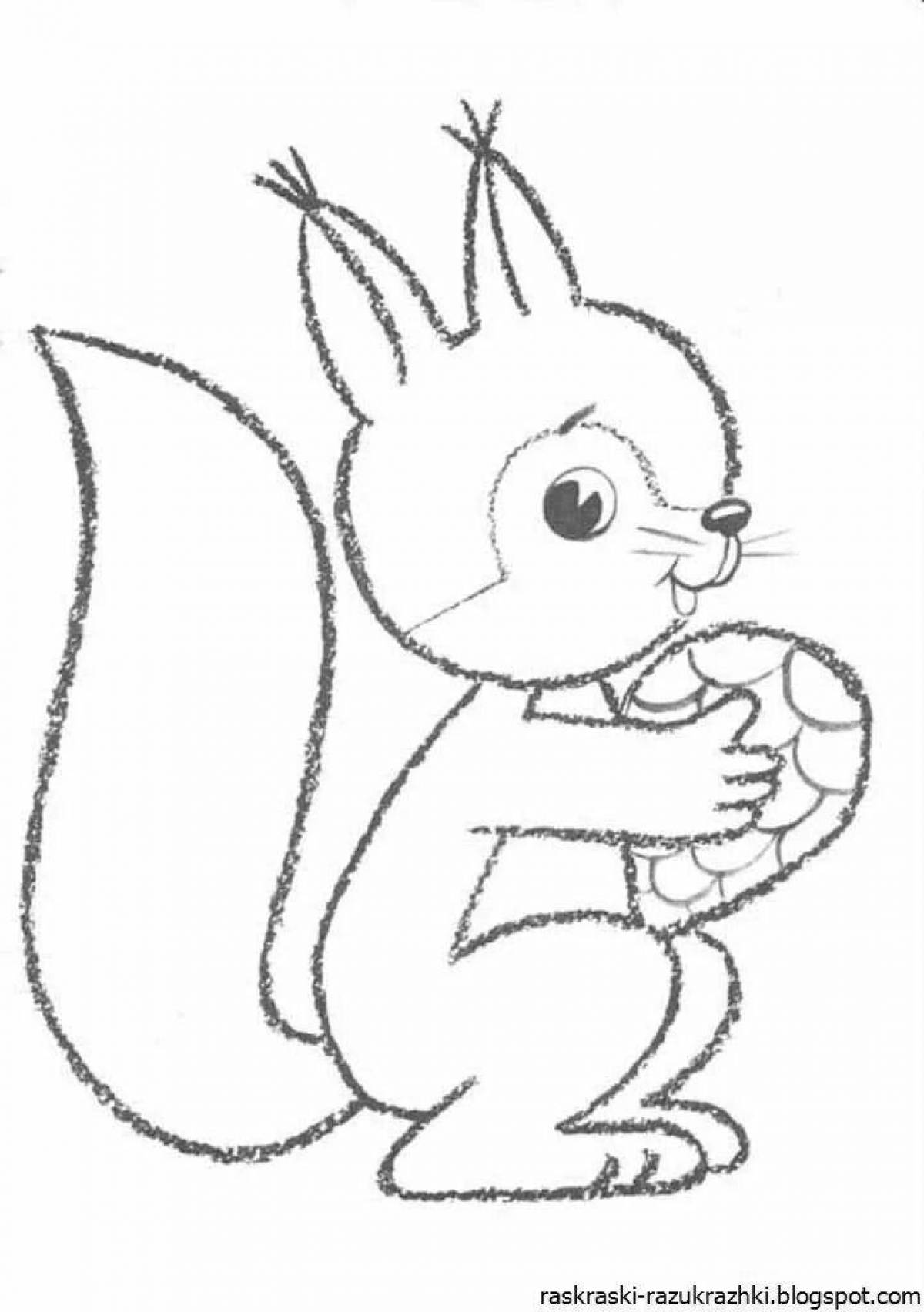 Adorable squirrel coloring book for kids
