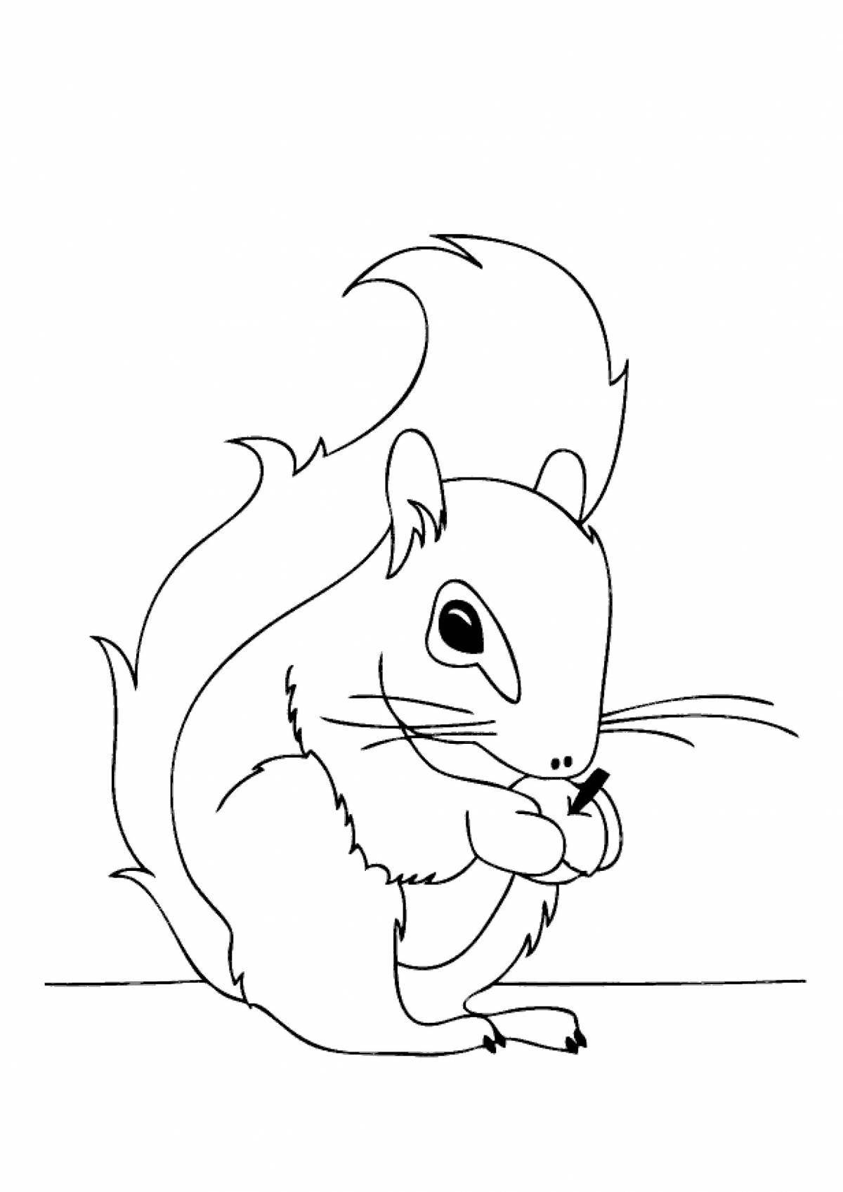 Coloring page playful squirrel