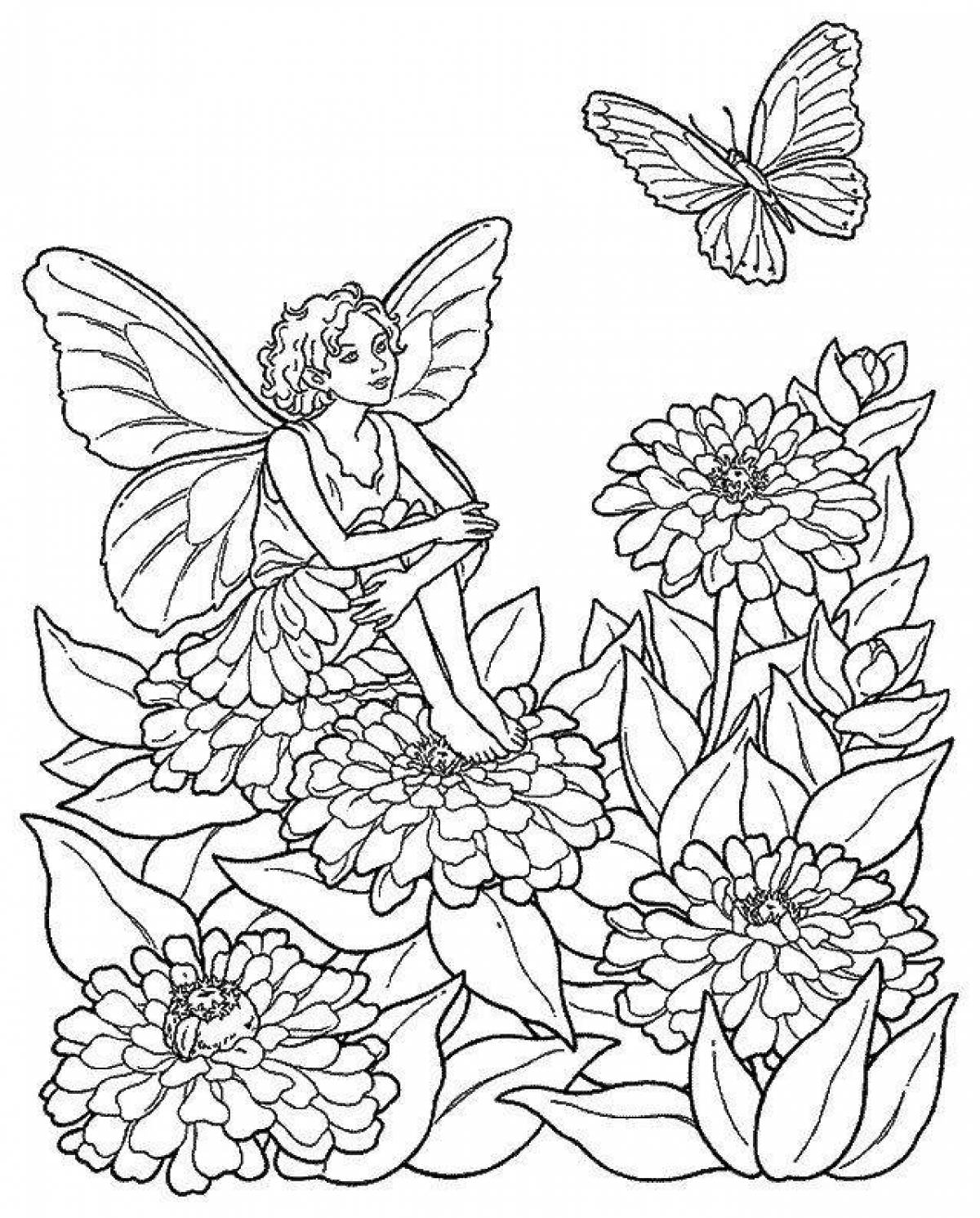 Фото Сияющая раскраска цветы и бабочки для девочек