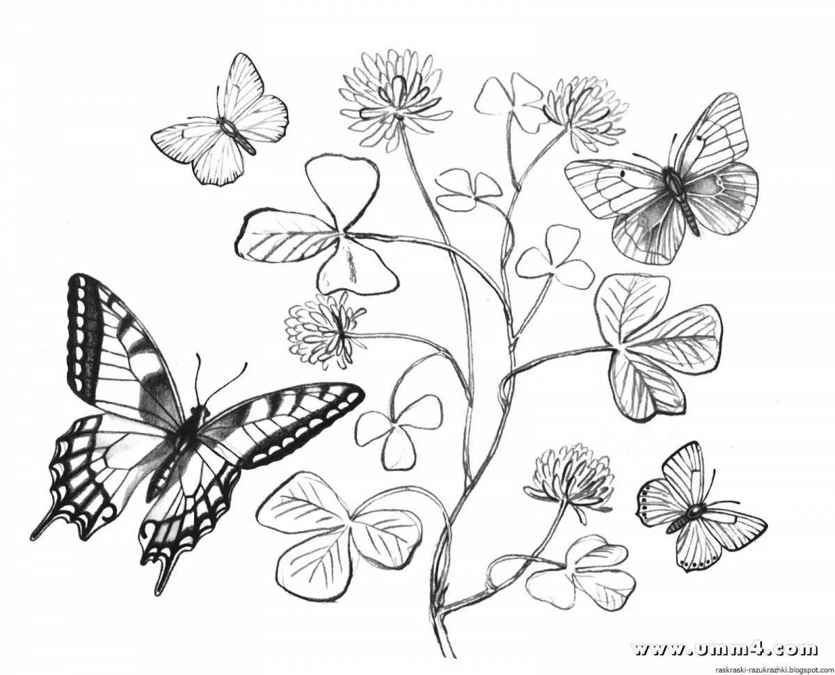 Фото Блестящая раскраска цветы и бабочки для девочек