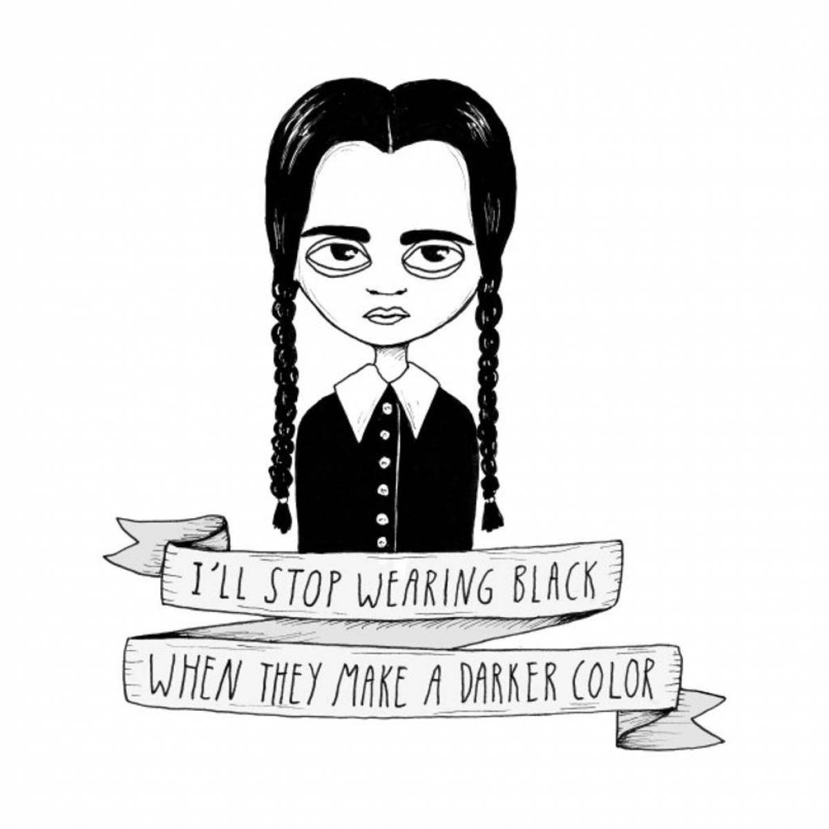 Glowing Wednesday addams coloring book