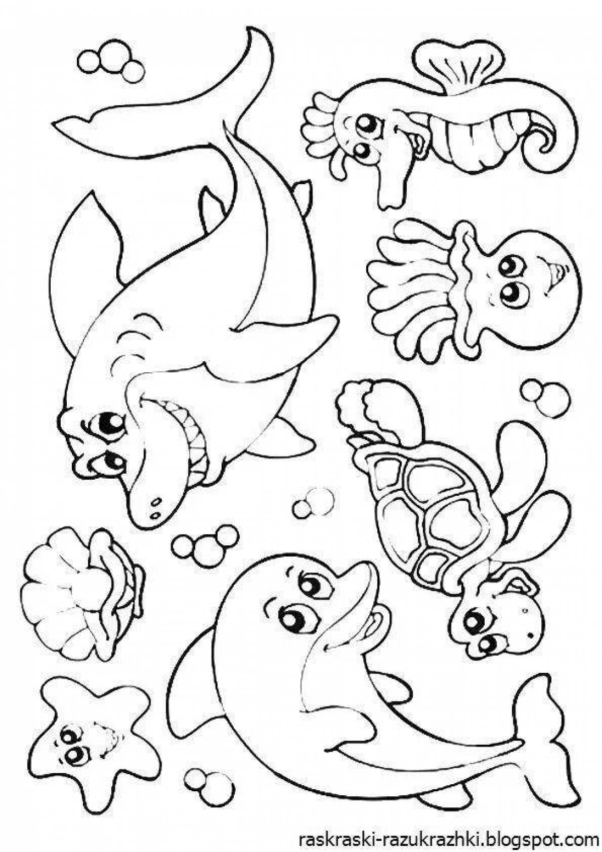 Amazing sea animal coloring book for kids