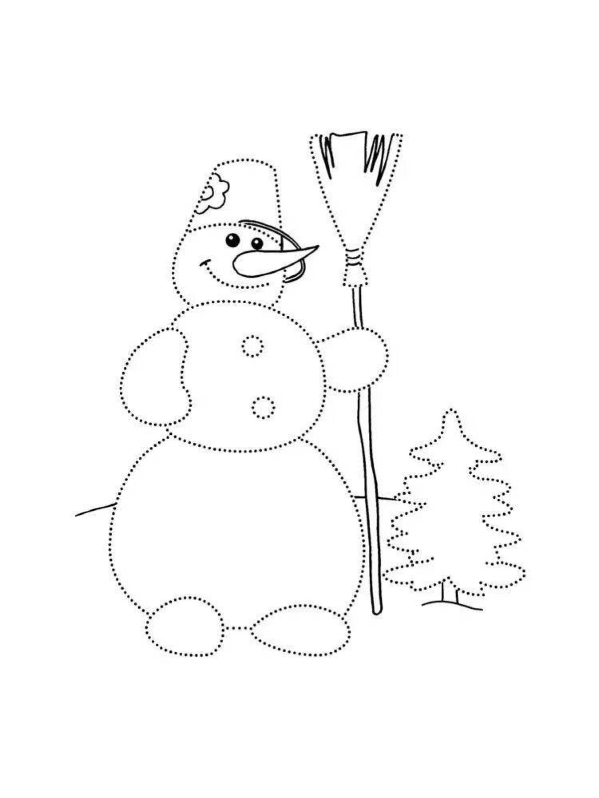 Очаровательная раскраска снеговик для детей 6-7 лет
