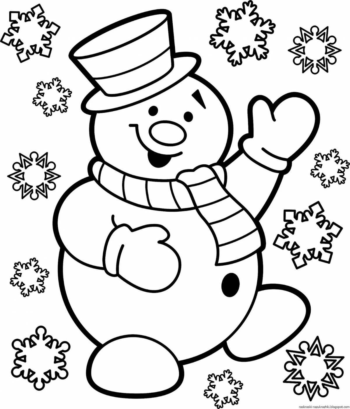 Luminous snowman coloring book for children 6-7 years old