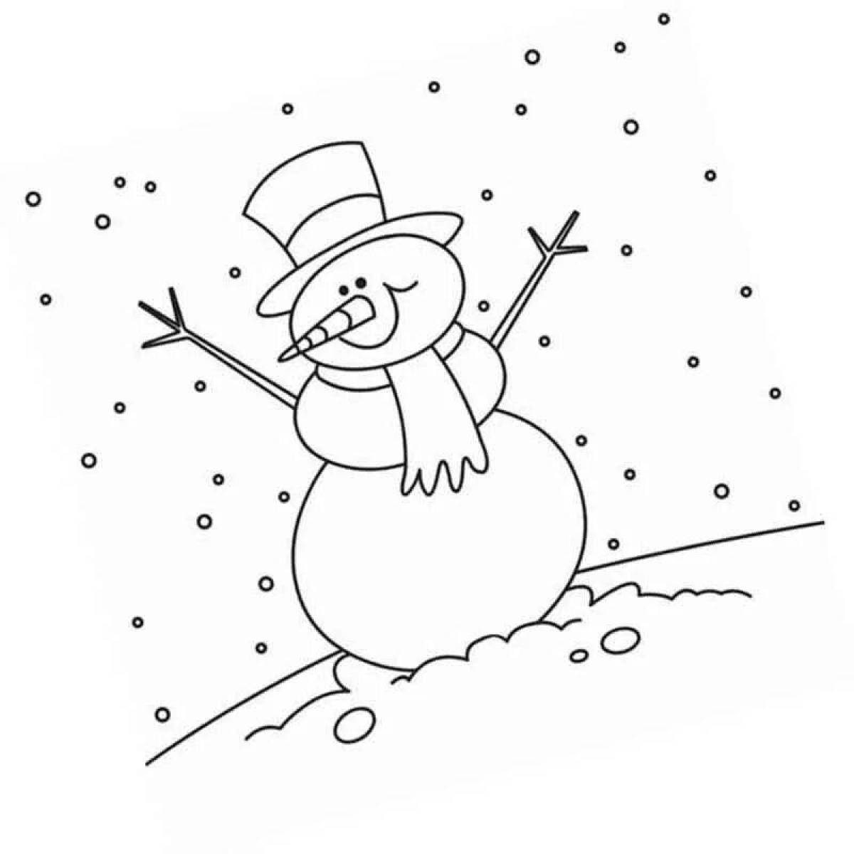 Сверкающая раскраска снеговик для детей 6-7 лет
