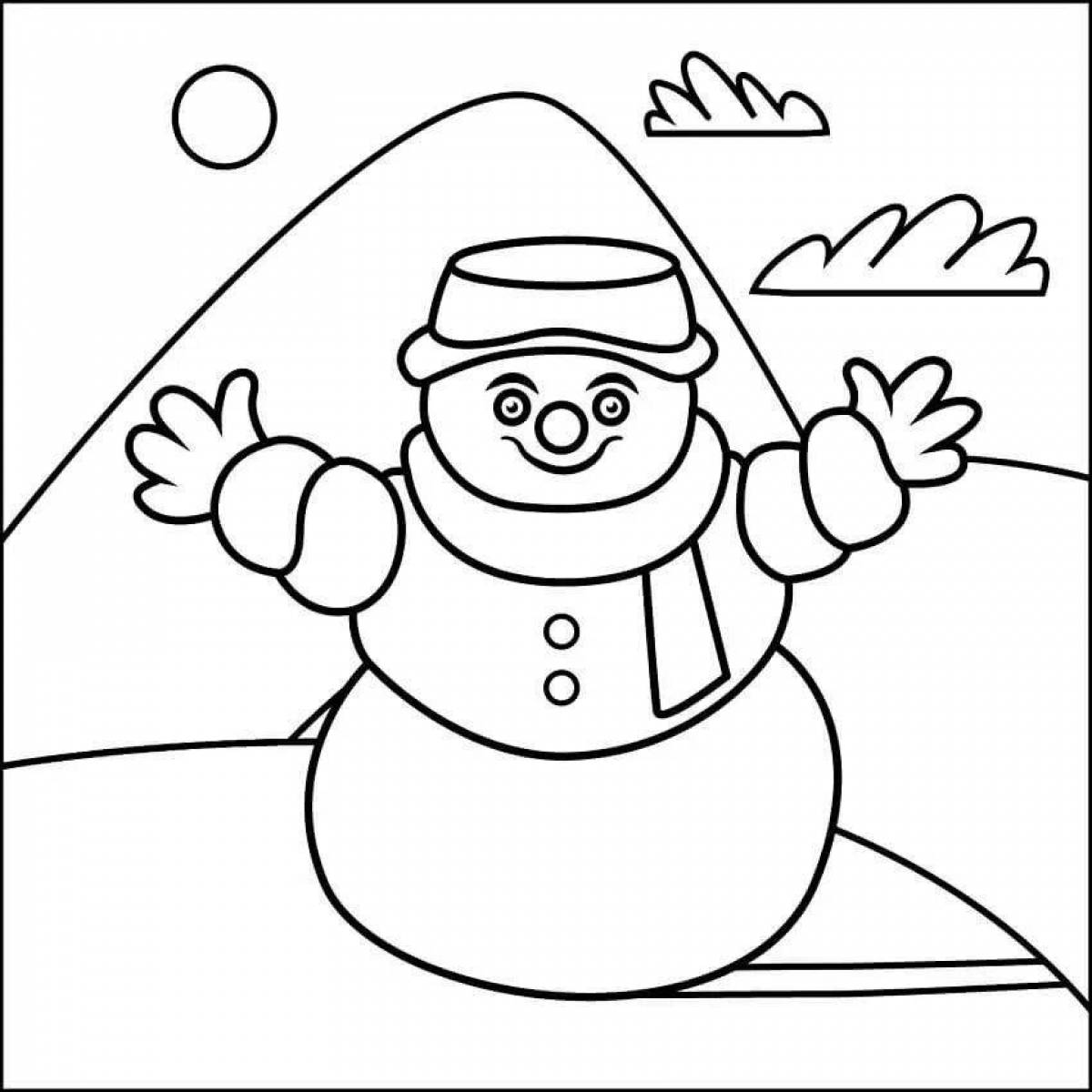 Славная раскраска снеговик для детей 6-7 лет
