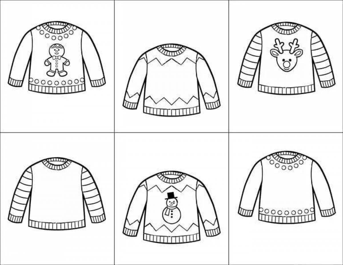 Glitter sweater coloring page for 4-5 year olds