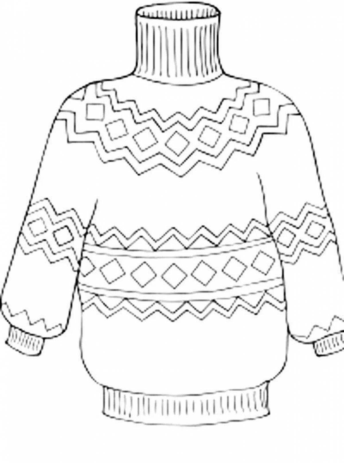 Glowing sweater coloring page for children 4-5 years old
