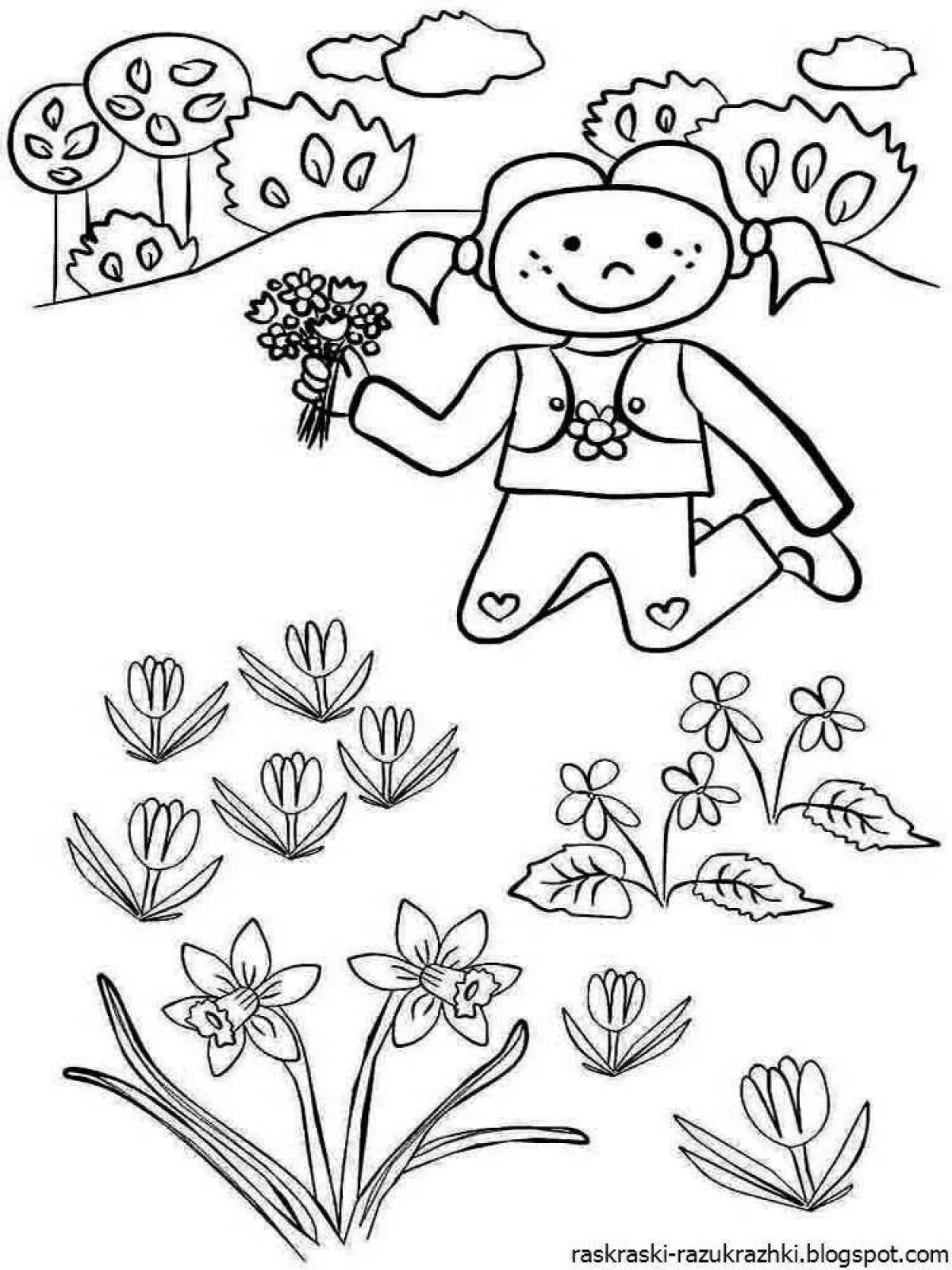 A fun spring coloring book for kids 4-5 years old