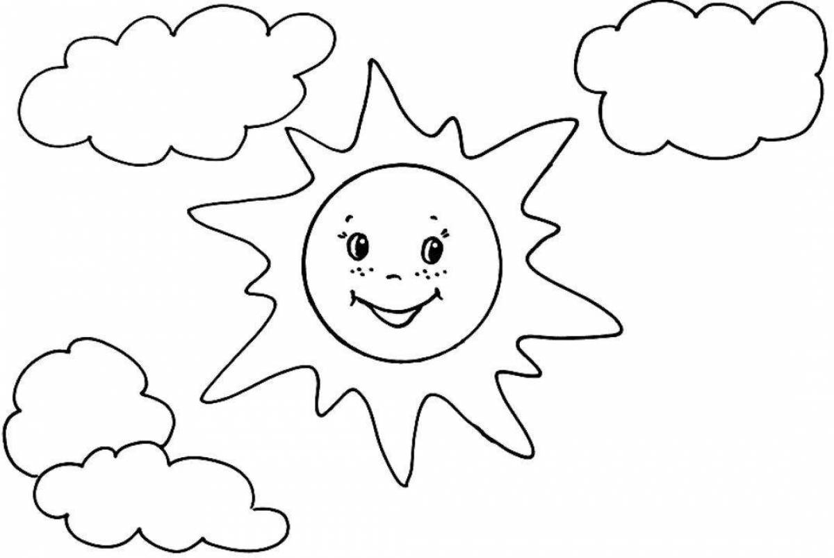 Fun coloring book sun for 3-4 year olds
