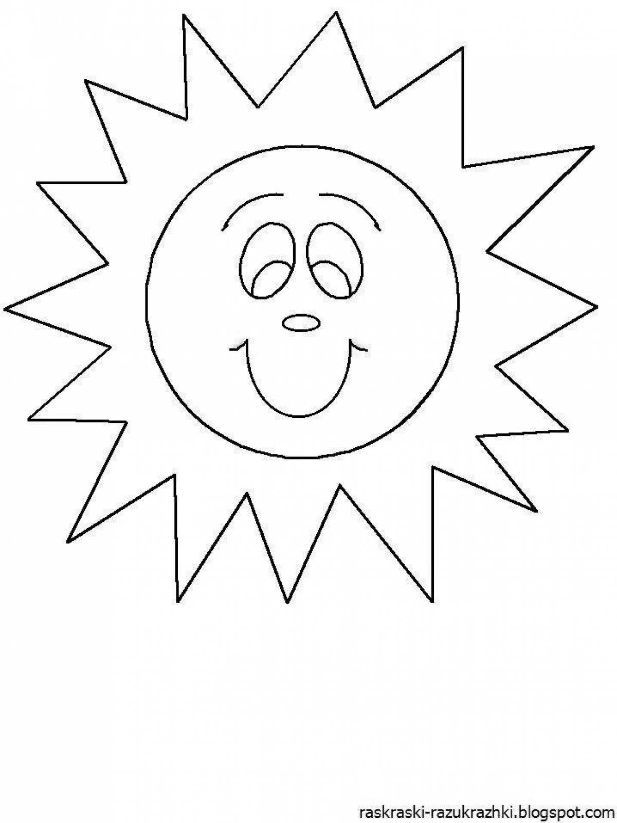 Лучистая раскраска солнце для детей 3-4 лет