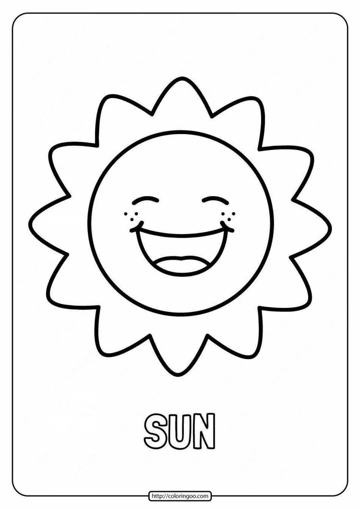 Сияющая раскраска солнышко для детей 3-4 лет