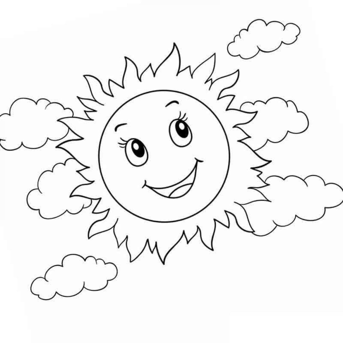 Ослепительная раскраска солнце для детей 3-4 лет