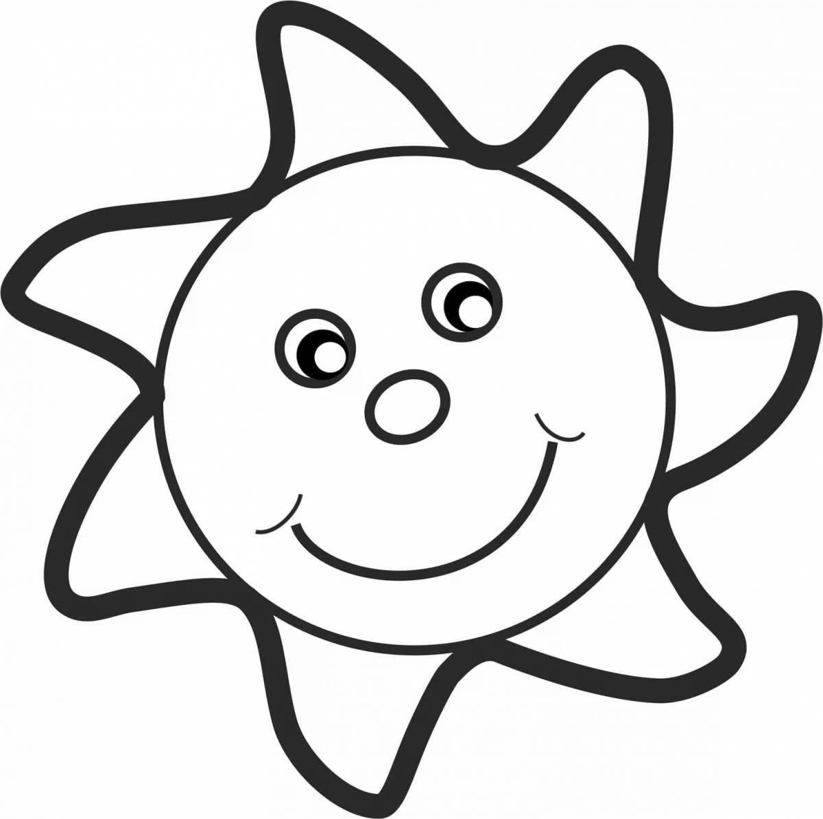 Славная раскраска солнце для детей 3-4 лет