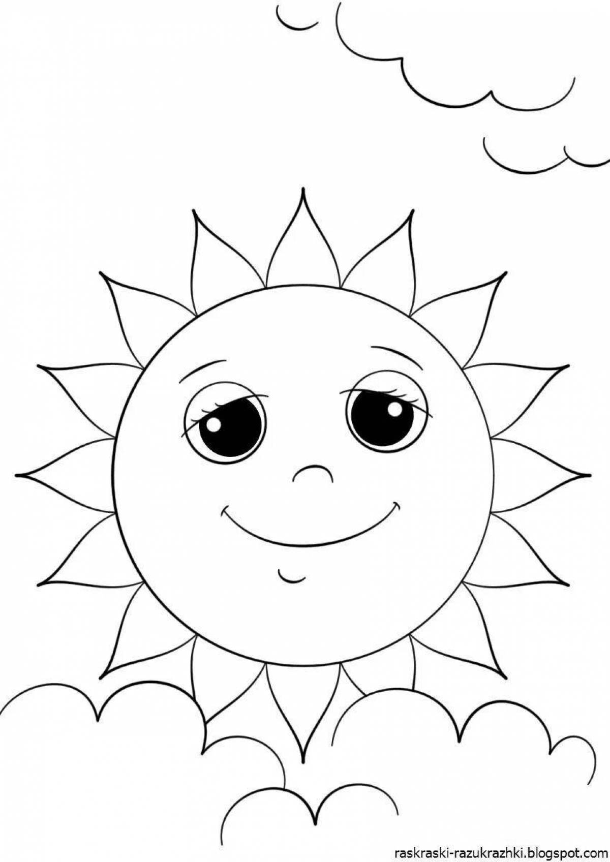 Великолепная раскраска солнце для детей 3-4 лет