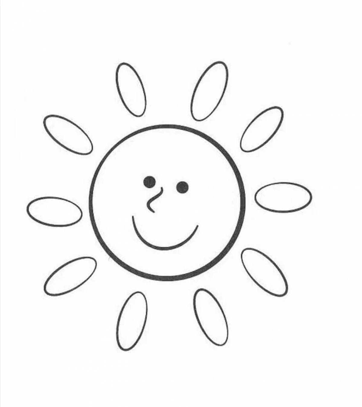 Изысканная раскраска солнце для детей 3-4 лет