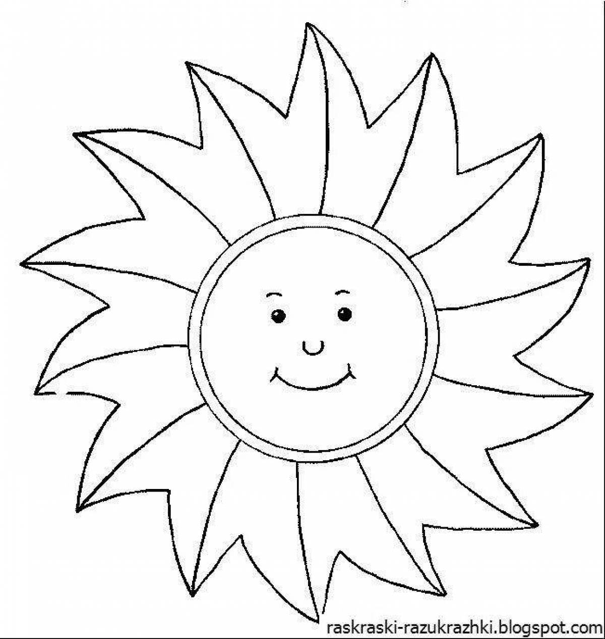Cute sun coloring book for 3-4 year olds